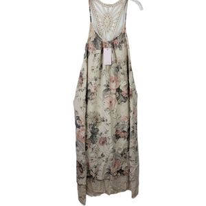 SCANDAL Italy Silk Floral Sleeveless Dress  BOHO‎ S/M